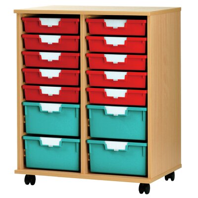 18 Tray Tall Wood Cabinet - Tray Color: Primary Green