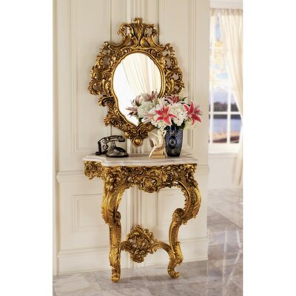 Madame Antoinette Wall Console Table and Salon Mirror Set