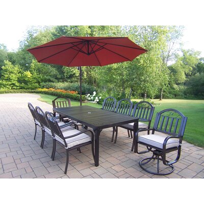 Rochester 9 Piece Dining Set with Cushions and Umbrella