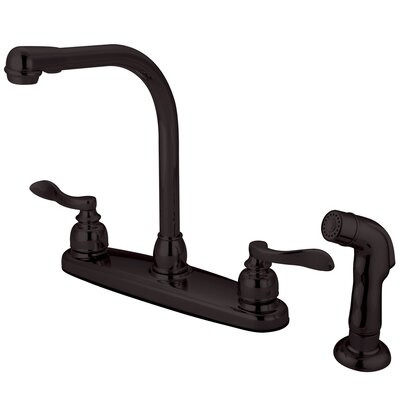 NuWave French Double Handle Centerset High Arch Kitchen Faucet with Matching Sprayer - Finish: Oil Rubbed Bronze