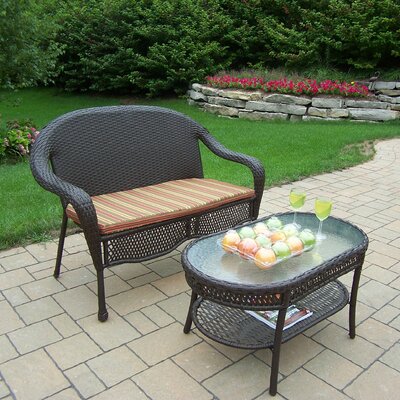 Elite Resin Wicker 2 Piece Lounge Seating Group Set - Fabric: Floral