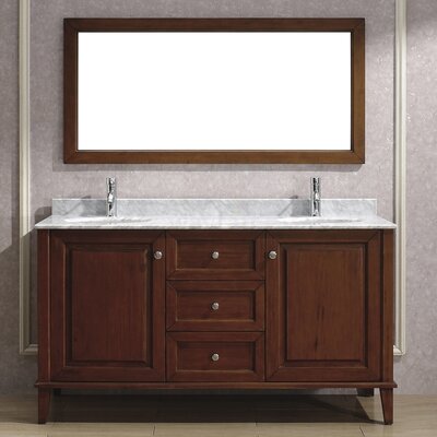 Milly 63" Double Bathroom Vanity Set - Base Finish: Ceries Classique, Top Finish: Carerra Marble