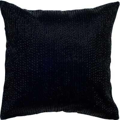 Sequin Embroidered Cotton Throw Pillow - Color: Black