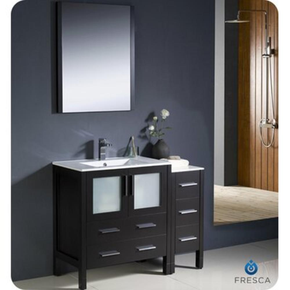 Torino 42" Single Modern Bathroom Vanity Set with Mirror - Base Finish: Espresso