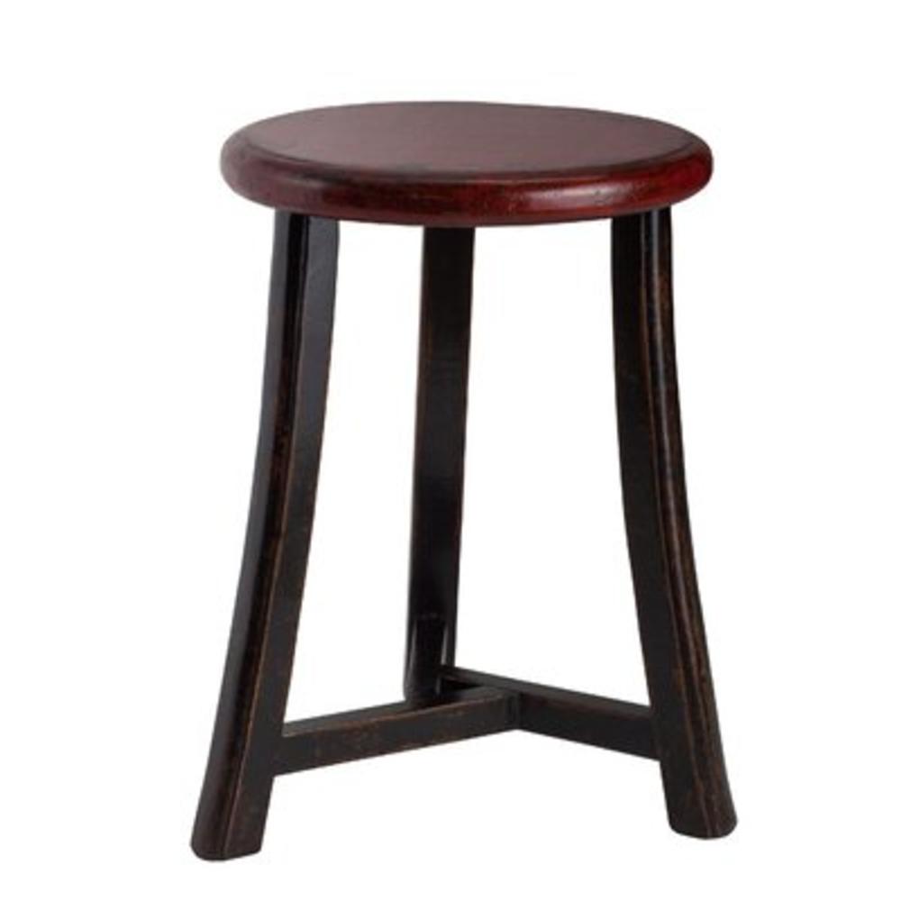 Round Top Three Legged Stool - Color: Red