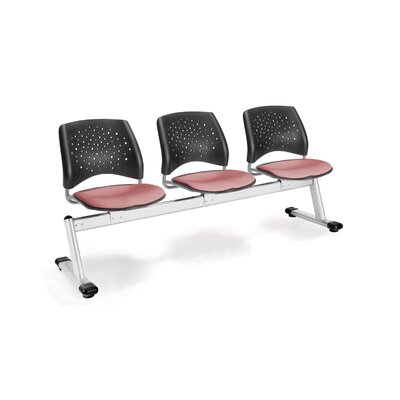 Stars and Moon Three Chair Beam Seating - Seat Cover: Coral Pink
