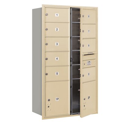 4C Horizontal Mailbox 15 Door High Unit Dbl. Column 9 Doors & 2 Parcel Lockers Front Loading Private Access -Color:Sandstone