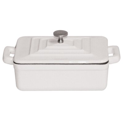 Tabletop Cookware 0.01 Qt. Cast Iron Rectangular Casserole - Color: White (Set of 3)
