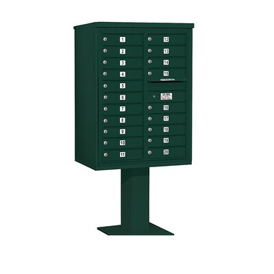 4C Pedestal Mailbox 11 Door High Unit Double Column 20 Doors  - Color: Green