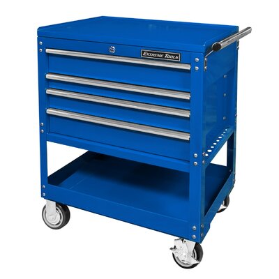 Deluxe 32.25" Wide 4 Drawer Service Cart - Finish: Blue