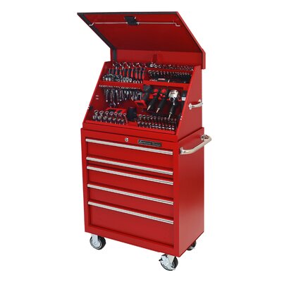 30.5" Wide 5 Drawer Portable Workstation and Roller Cabinet Combination Set - Finish: Red