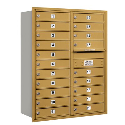 4C Horizontal Mailbox 11 Door High Unit Double Column 20 Doors Rear Loading USPS Access  - Color: Gold