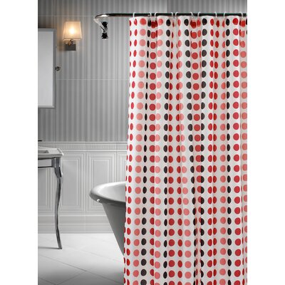 Polka Shower Curtain Set - Color: Red, Pink and Brown