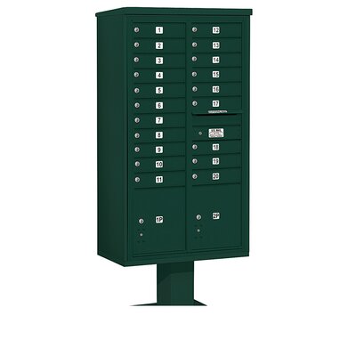 4C Pedestal Mailbox Maximum Height Unit Double Column 20 Doors and 2 Parcel Lockers  - Color: Green