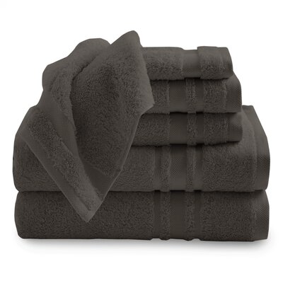Luxurious Certified Egyptian Cotton 6 Piece Towel Set - Color: Charcoal