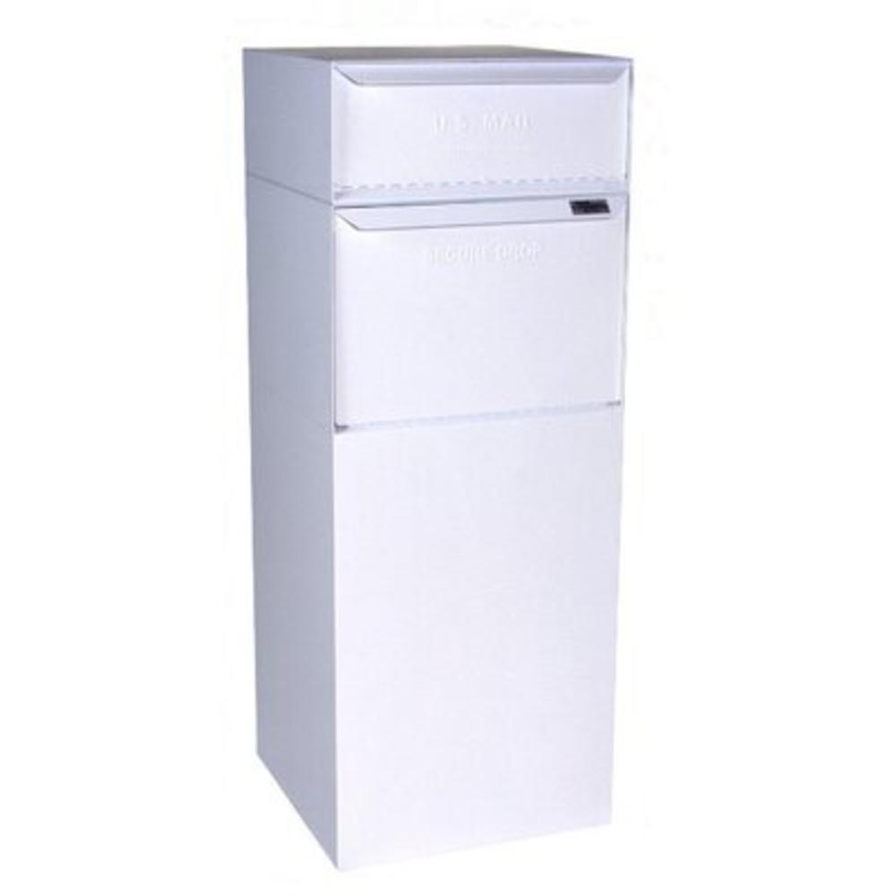 Curbside Delivery Mail Vault with Locking Letterbox - Color: White
