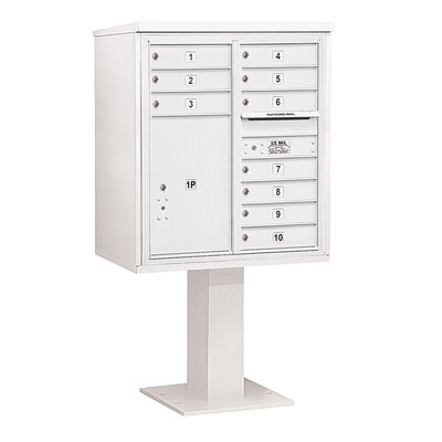 4C Pedestal Mailbox 9 Door High Unit Double Column 10 Doors and 1 Parcel Locker  - Color: White