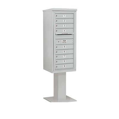 4C Pedestal Mailbox 11 Door High Unit Single Column 9 Doors  - Color: Gray