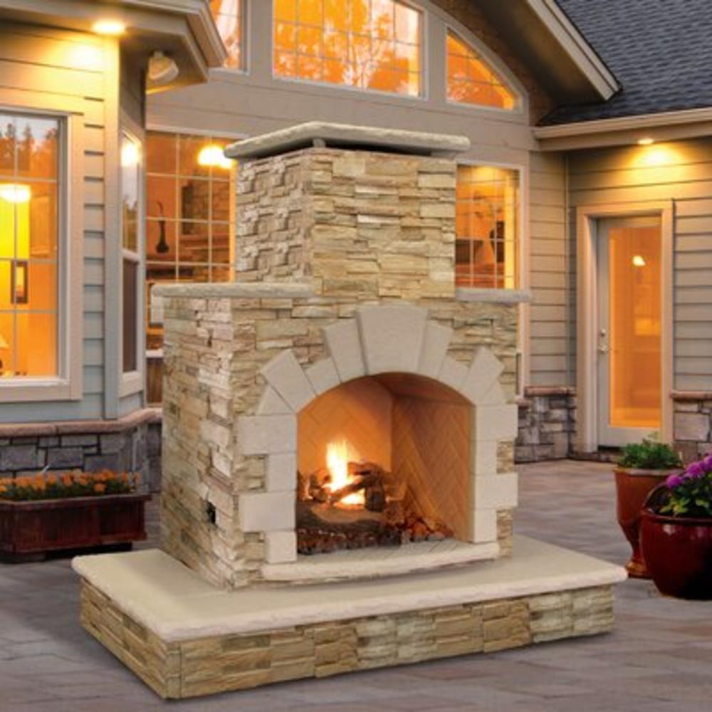 Natural Stone Propane / Gas Outdoor Fireplace
