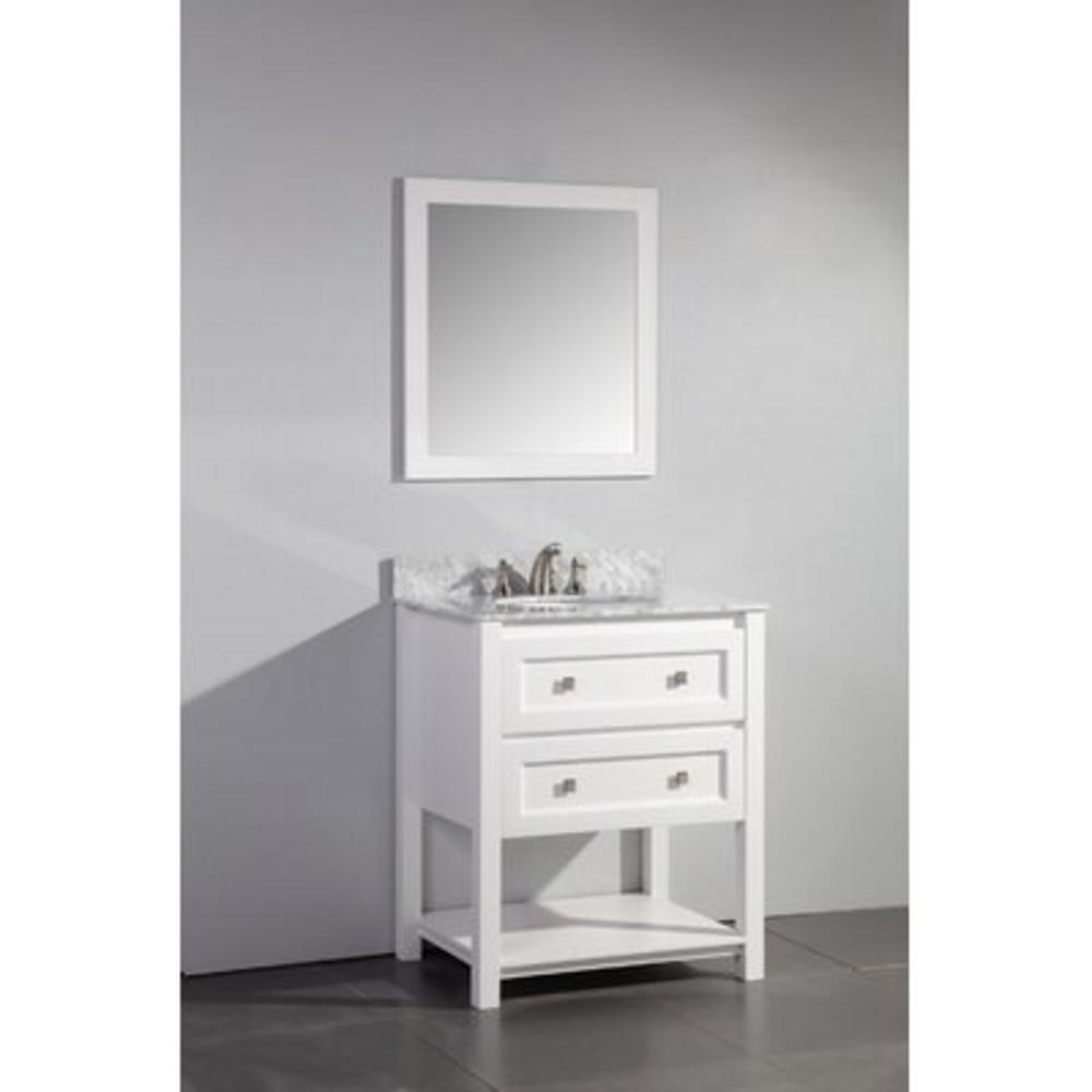 30" Single Bathroom Vanity Set with Mirror - Base Finish: White