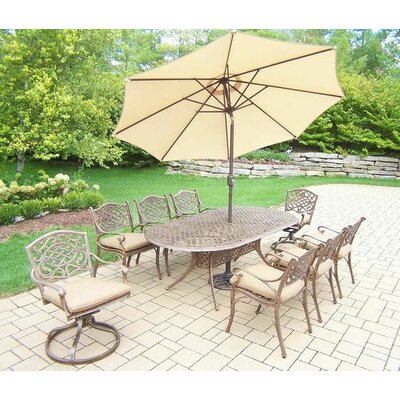 Mississippi 9 Piece Dining Set with Cushions - Umbrella Color: Beige