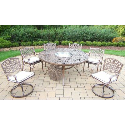 Mississippi 7 Piece Dining Set with Cushions - Cushion Color: Oak Meal