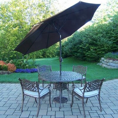 Mississippi 5 Piece Dining Set with Cushions - Umbrella Color: Brown