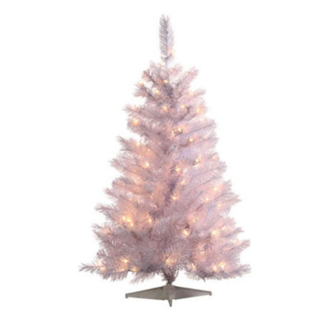 3' White Colorado Spruce Christmas Tree with 100 Clear Lights with Stand