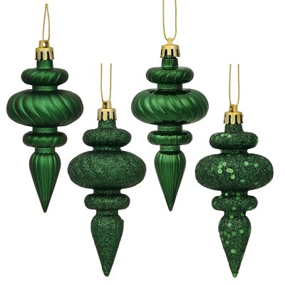 Finial Assorted Christmas Ornament (Set of 8) - Color: Emerald