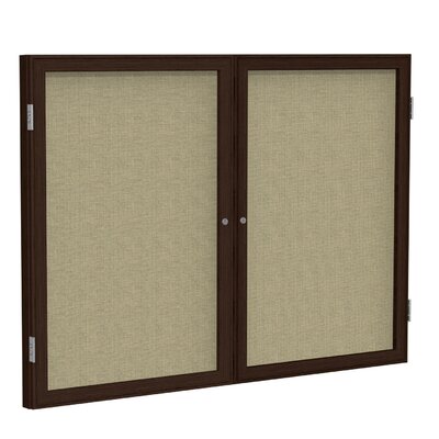2 Door Enclosed Bulletin Board - Frame Finish: Walnut, Surface Color: Beige, Size: 3' H x 4' W