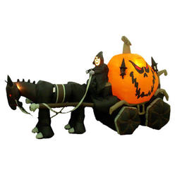 Photo 1 of 11.5 Foot Long Inflatable Grim Reaper Driving Pumpkin Carriage