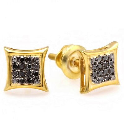 Hip Hop Round Cut Diamond Stud Earrings - Stone Color: Black, Color ...