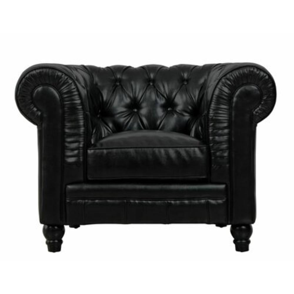 Zahara Leather Arm Chair - Color: Black