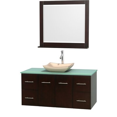 Centra 48" Single Bathroom Vanity Set with Mirror - Base Finish: White, Basin Finish: White