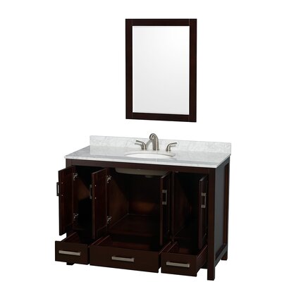 Sheffield 48" Single Bathroom Vanity Set with Mirror - Top Finish: Ivory, Base Finish: Espresso