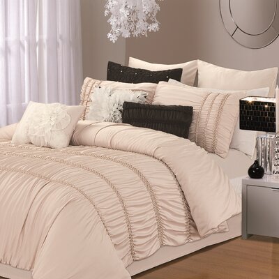 Romantica 5 Piece Comforter Set - Color: Taupe, Size: Queen