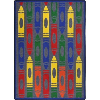 Playful Patterns Jumbo Crayons Grey Area Rug - Rug Size: 5'4" x 7'8"
