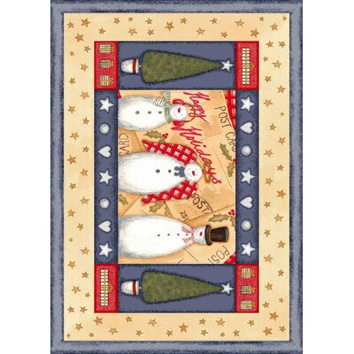 Winter Seasonal Holiday Frosty and Family Novelty Rug - Size: 3'10" x 5'4"