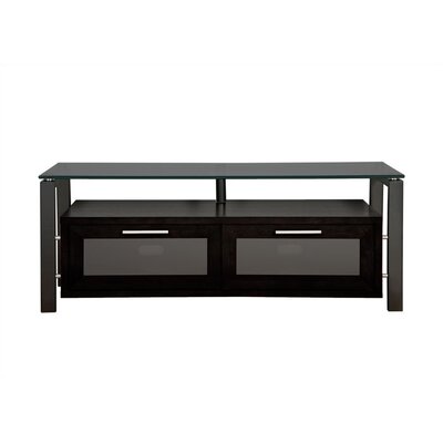 Décor TV Stand - Glass Color: Clear Glass  Finish: Walnut with Black Frame