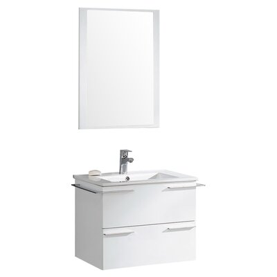 Cielo 24" Single Modern Bathroom Vanity Set with Mirror - Base Finish: White