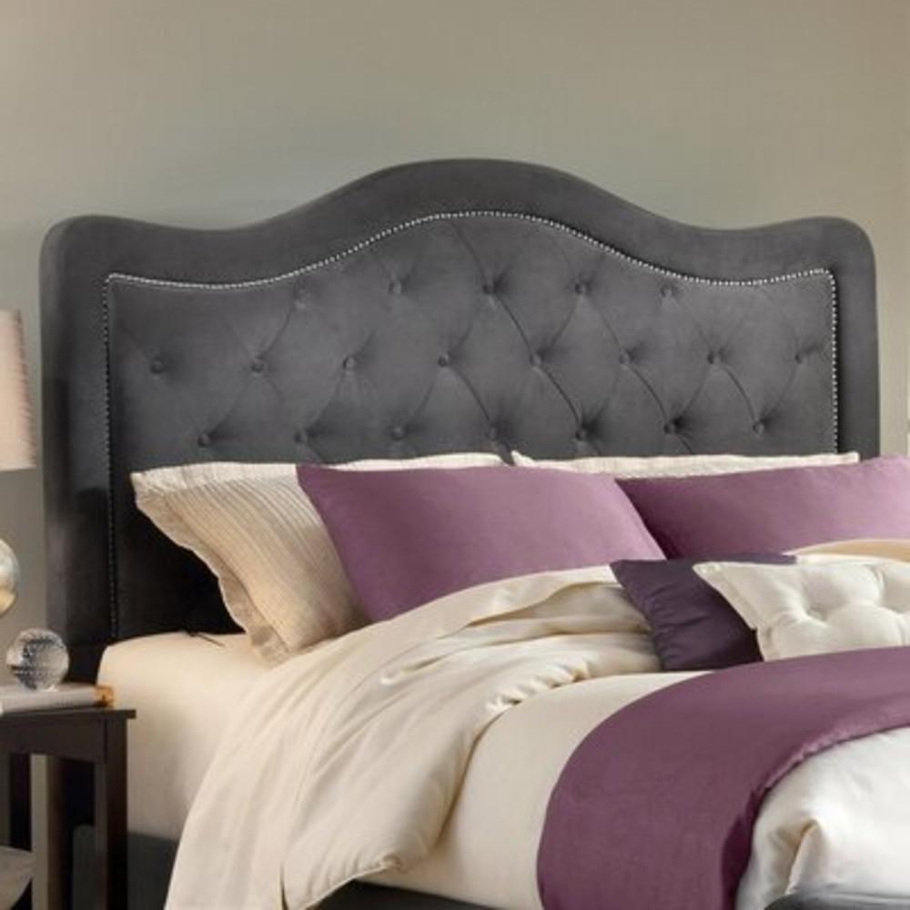 Trieste Upholstered Headboard - Size: Queen, Fabric: Pewter