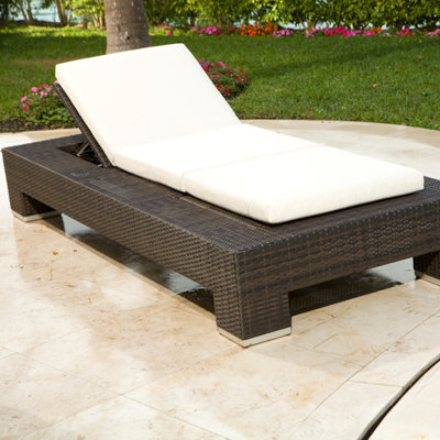 Source Outdoor King Chaise Lounge with Cushion - Fabric Color: Bay Brown Source Outdoor King Chaise Lounge with Cushion - Fabric Color: Bay Brown