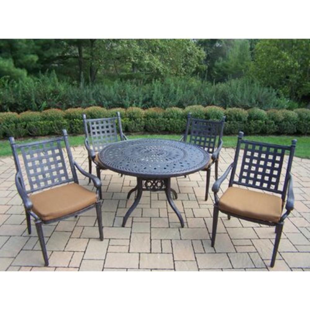 Belmont 5 Piece Round Dining Set with Cushions (Set of 5)