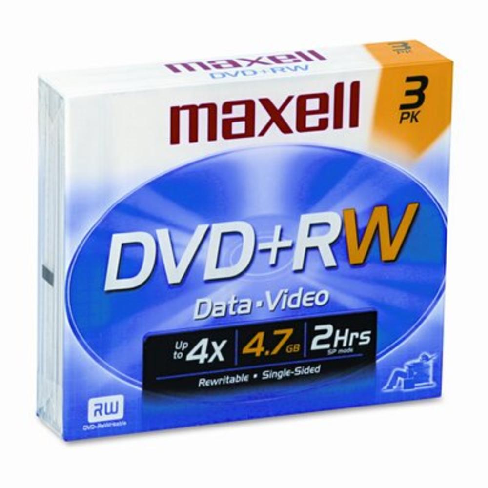 DVD+RW Discs, 4.7GB, 4x, with Jewel Cases, Silver, Three/Pack