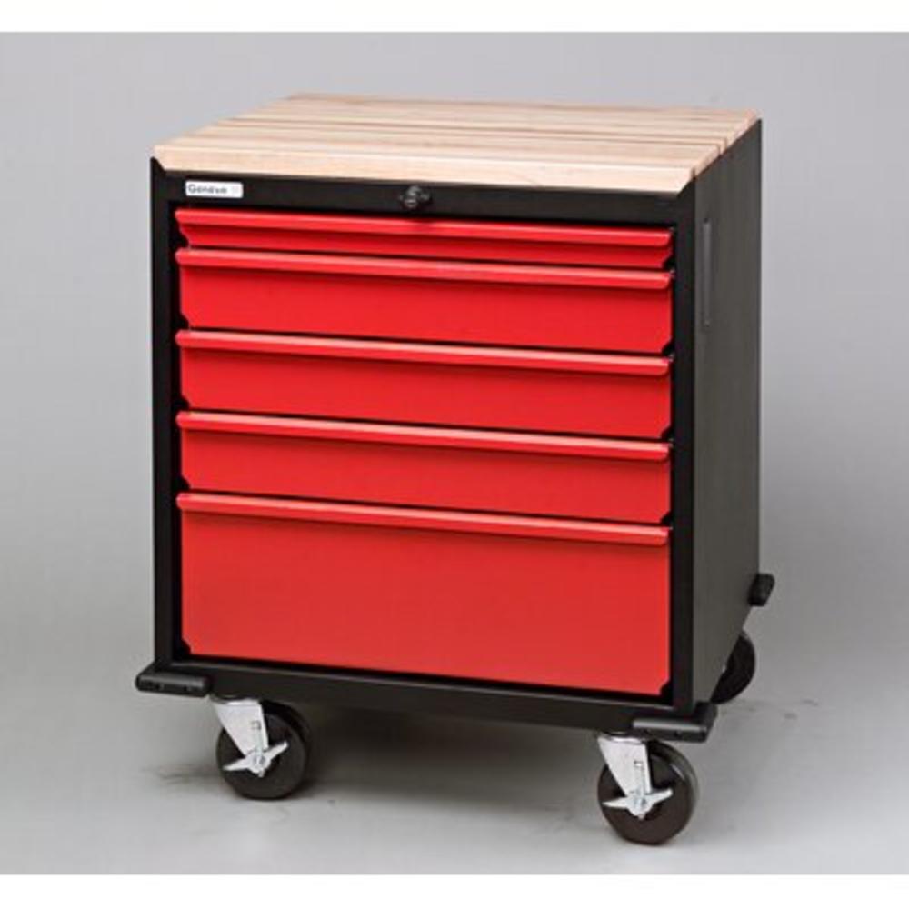 5 Drawer Base Cabinet - Color: Black/Red