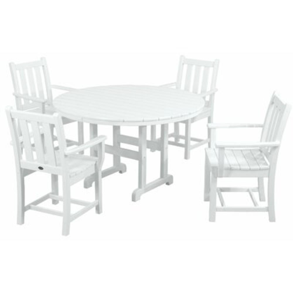 Traditional 5 Piece Garden Dining Set - Finish: White