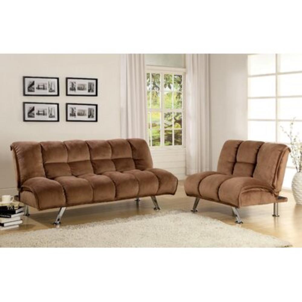 Jopelli Flannel Sleeper Sofa and Chair Set - Color: Taupe