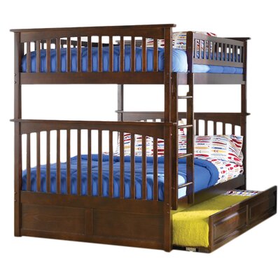 Columbia Bunk Bed with Trundle - Configuration: Full over Full, Finish: Antique Walnut