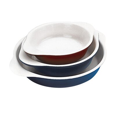 6.23" Enamel Round Dish - Color: Red