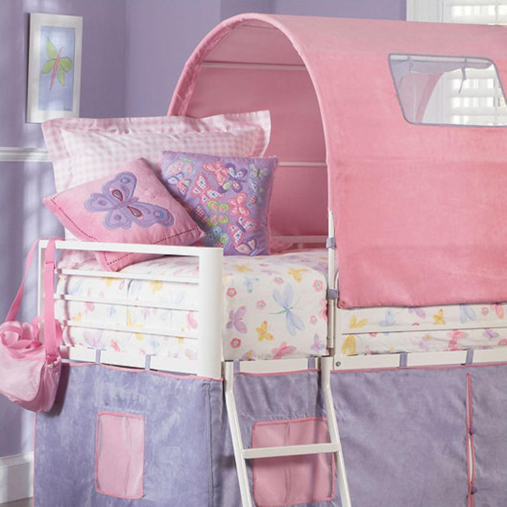 Princess Twin Castle Loft Bed and Slide with Tent and Slide